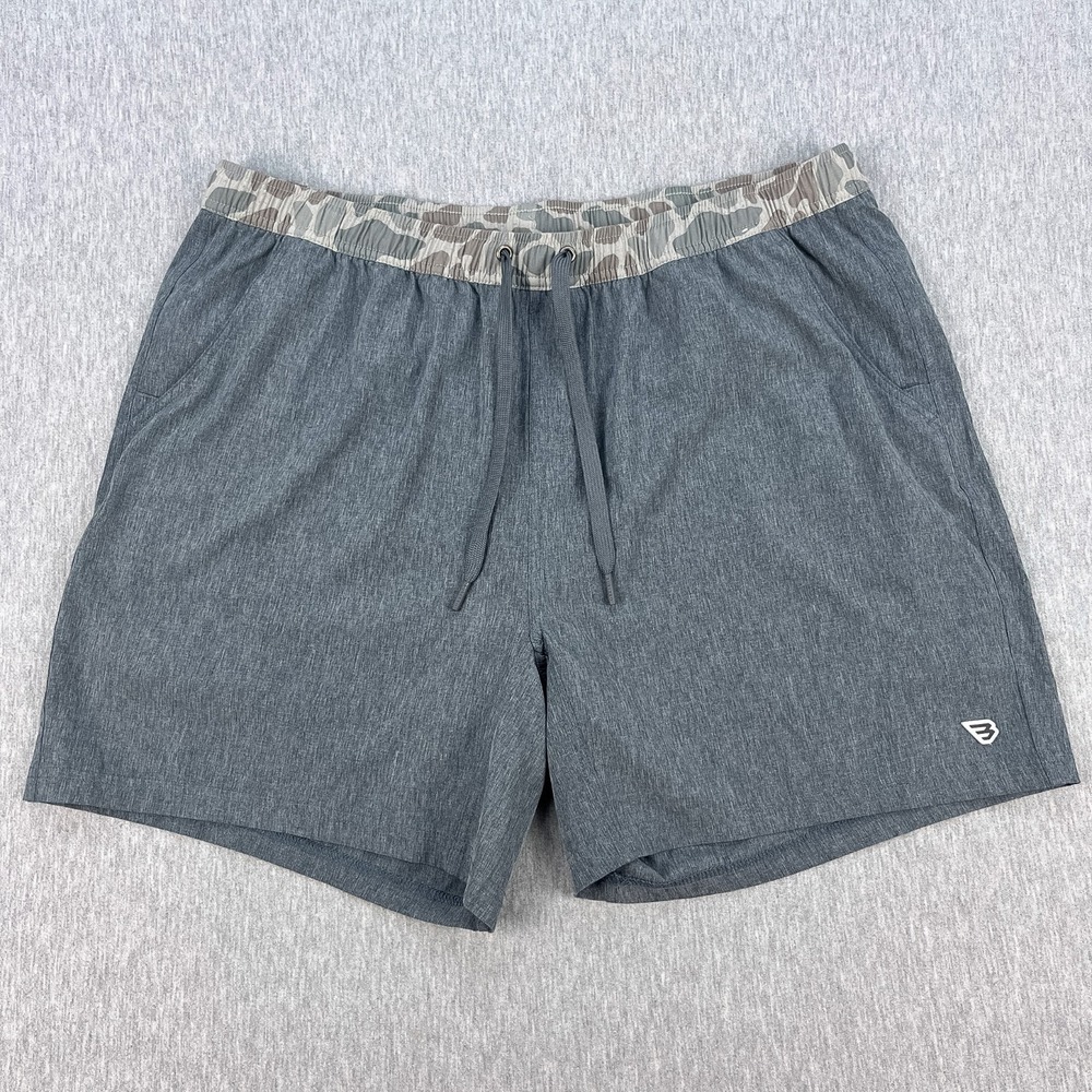 Burlebo Athletic Shorts Mens 2XL 5.5" Inseam Grizzly Gray w/ Deer Camo Liner